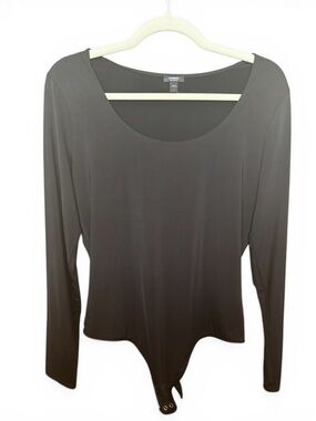 Express Black Long-Sleeve Scoop Neck Bodysuit